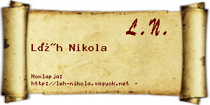 Léh Nikola névjegykártya